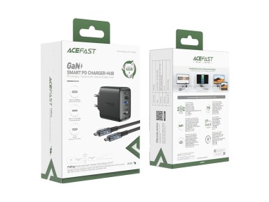 Acefast 2in1 charger GaN 65W USB Type C / USB, adapter HDMI adapter 4K 60Hz (set with cable) black ( Acefast 2in1 charger GaN 65W USB Type C / USB, adapter HDMI adapter 4K 60Hz (set with cable) black (