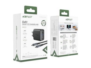 Acefast 2in1 charger GaN 65W USB Type C / USB, adapter HDMI adapter 4K 60Hz (set with cable) black ( Acefast 2in1 charger GaN 65W USB Type C / USB, adapter HDMI adapter 4K 60Hz (set with cable) black (