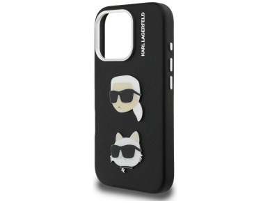 Karl Lagerfeld FW Grained Karl & Choupette Heads Pins Case for iPhone 16 Pro - Black Karl Lagerfeld FW Grained Karl & Choupette Heads Pins Case for iPhone 16 Pro - Black