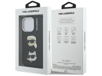 Karl Lagerfeld FW Grained Karl & Choupette Heads Pins Case for iPhone 16 Pro - Black Karl Lagerfeld FW Grained Karl & Choupette Heads Pins Case for iPhone 16 Pro - Black