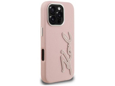 Karl Lagerfeld FW Grained Signature Logo iPhone 16 Pro Max Case - Pink Karl Lagerfeld FW Grained Signature Logo iPhone 16 Pro Max Case - Pink