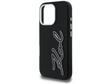Capa para iPhone 16 Pro com logo Karl Lagerfeld FW Granulado e Assinatura - Preta Capa para iPhone 16 Pro com logo Karl Lagerfeld FW Granulado e Assinatura - Preta