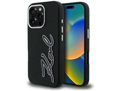 Karl Lagerfeld FW Grained Signature Logo Case for iPhone 16 Pro Max - Black Karl Lagerfeld FW Grained Signature Logo Case for iPhone 16 Pro Max - Black
