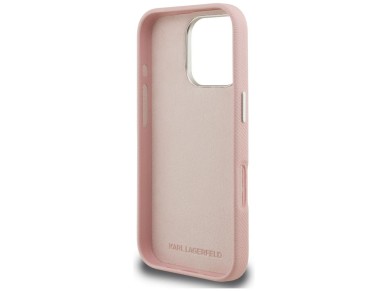 Karl Lagerfeld FW Grained Signature Logo iPhone 16 Pro Case - Pink