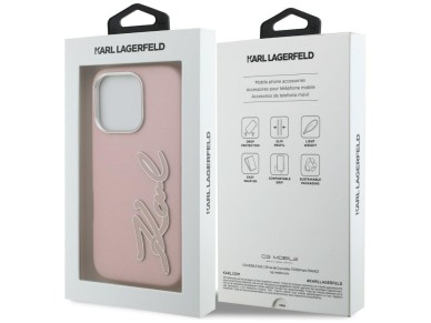 Karl Lagerfeld FW Grained Signature Logo iPhone 16 Pro Max Case - Pink Karl Lagerfeld FW Grained Signature Logo iPhone 16 Pro Max Case - Pink