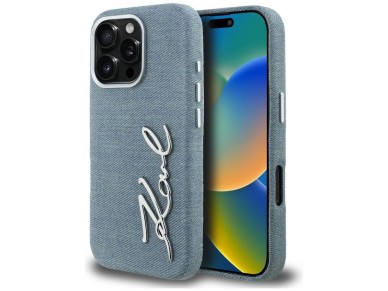 Karl Lagerfeld FW Jeans Signature Logo iPhone 16 Pro Max Case - Blue Karl Lagerfeld FW Jeans Signature Logo iPhone 16 Pro Max Case - Blue