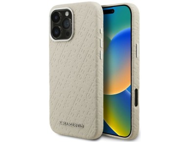 Funda Karl Lagerfeld FW estampada con el logo de Karl MagSafe para iPhone 16 Pro Max - Beige Funda Karl Lagerfeld FW estampada con el logo de Karl MagSafe para iPhone 16 Pro Max - Beige