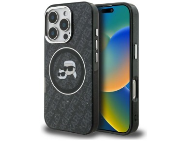 Karl Lagerfeld IML Glitter Karl & Choupette Heads Logo MagSafe Case for iPhone 16 Pro Max - Black Karl Lagerfeld IML Glitter Karl & Choupette Heads Logo MagSafe Case for iPhone 16 Pro Max - Black