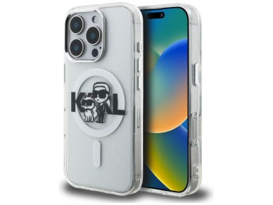 Karl Lagerfeld IML Glitter Karl & Choupette Sketch Logo MagSafe Case for iPhone 16 Pro - Clear Karl Lagerfeld IML Glitter Karl & Choupette Sketch Logo MagSafe Case for iPhone 16 Pro - Clear