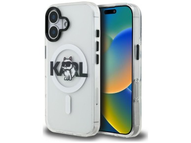 Karl Lagerfeld IML Choupette Sketch Logo MagSafe iPhone 16 Case - Clear