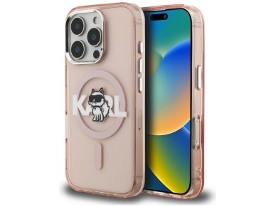Karl Lagerfeld IML Choupette Sketch Logo MagSafe Case for iPhone 16 Pro - Pink Karl Lagerfeld IML Choupette Sketch Logo MagSafe Case for iPhone 16 Pro - Pink
