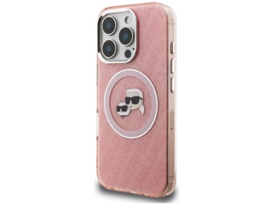 Karl Lagerfeld IML Glitter Karl & Choupette Heads Logo MagSafe Case for iPhone 16 Pro - Pink Karl Lagerfeld IML Glitter Karl & Choupette Heads Logo MagSafe Case for iPhone 16 Pro - Pink