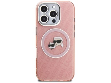 Karl Lagerfeld IML Glitter Karl & Choupette Heads Logo MagSafe Case for iPhone 16 Pro - Pink Karl Lagerfeld IML Glitter Karl & Choupette Heads Logo MagSafe Case for iPhone 16 Pro - Pink