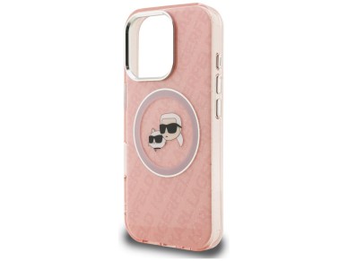Karl Lagerfeld IML Glitter Karl & Choupette Heads Logo MagSafe Case for iPhone 16 Pro - Pink Karl Lagerfeld IML Glitter Karl & Choupette Heads Logo MagSafe Case for iPhone 16 Pro - Pink