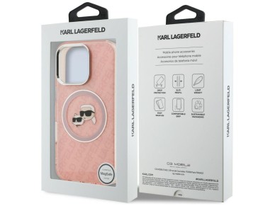 Karl Lagerfeld IML Glitter Karl & Choupette Heads Logo MagSafe Case for iPhone 16 Pro - Pink Karl Lagerfeld IML Glitter Karl & Choupette Heads Logo MagSafe Case for iPhone 16 Pro - Pink