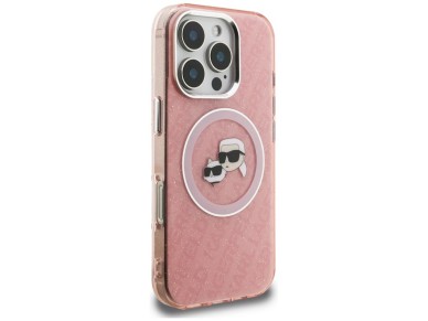 Karl Lagerfeld IML Glitter Karl & Choupette Heads Logo MagSafe Case for iPhone 16 Pro Max - Pink Karl Lagerfeld IML Glitter Karl & Choupette Heads Logo MagSafe Case for iPhone 16 Pro Max - Pink
