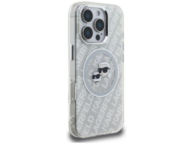 Karl Lagerfeld IML Glitter Karl & Choupette Heads Logo MagSafe Case for iPhone 16 Pro - Gray Karl Lagerfeld IML Glitter Karl & Choupette Heads Logo MagSafe Case for iPhone 16 Pro - Gray