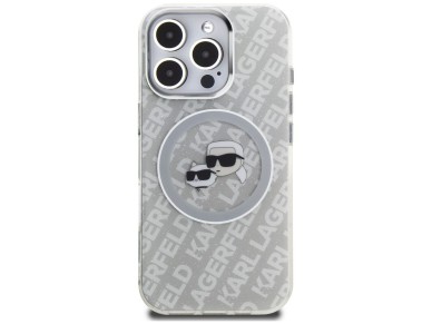 Karl Lagerfeld IML Glitter Karl & Choupette Heads Logo MagSafe Case for iPhone 16 Pro - Gray Karl Lagerfeld IML Glitter Karl & Choupette Heads Logo MagSafe Case for iPhone 16 Pro - Gray