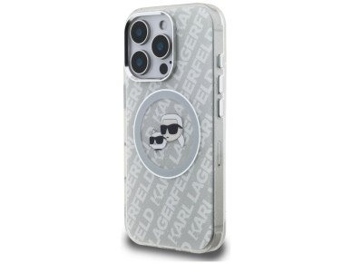Karl Lagerfeld IML Glitter Karl & Choupette Heads Logo MagSafe Case for iPhone 16 Pro - Gray Karl Lagerfeld IML Glitter Karl & Choupette Heads Logo MagSafe Case for iPhone 16 Pro - Gray