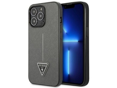 Guess GUHCP14LPSATLG iPhone 14 Pro 6.1 "silver / silver hardcase SaffianoTriangle Logo Guess GUHCP14LPSATLG iPhone 14 Pro 6.1 "silver / silver hardcase SaffianoTriangle Logo