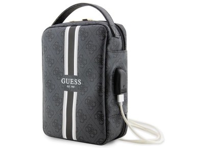 Bolsa organizadora Guess GUHBP4RPSK preta/preta com estampa de listras 4G Bolsa organizadora Guess GUHBP4RPSK preta/preta com estampa de listras 4G