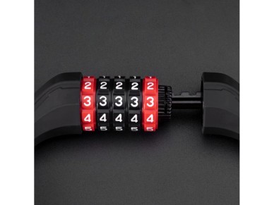Rockbros RKS507 bicycle lock with 5-digit code, steel cable, 180 cm - black Rockbros RKS507 bicycle lock with 5-digit code, steel cable, 180 cm - black