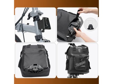 Bolsa para manillar Rockbros AS-158 para bicicleta plegable Brompton de 18 L - Negra