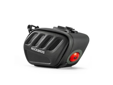 Bolsa para sill�n de bicicleta Rockbros C61 con luz trasera inteligente de 0,45 L - Negra
