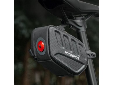 Bolsa para sill�n de bicicleta Rockbros C61 con luz trasera inteligente de 0,45 L - Negra