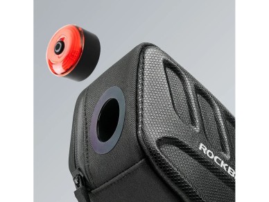 Bolsa para sill�n de bicicleta Rockbros C61 con luz trasera inteligente de 0,45 L - Negra
