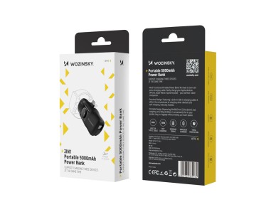 Mini Power Bank Wozinsky WF16-YCS 5000mAh 15W USB-C com Cabo USB-C Integrado e Carregador para Apple Mini Power Bank Wozinsky WF16-YCS 5000mAh 15W USB-C com Cabo USB-C Integrado e Carregador para Apple