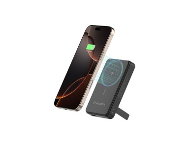 Powerbank Wozinsky WLWP-10KA0Y3S 22.5W PD Qi2 10000 mAh, com suporte, 1x USB-A, 1x USB-C - preto