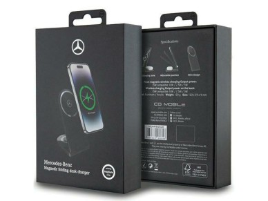 Carregador indutivo dobrável 2 em 1 Mercedes Silver Stars MagSafe de 15 W - preto Carregador indutivo dobrável 2 em 1 Mercedes Silver Stars MagSafe de 15 W - preto