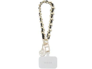 Funda con correa de mano universal Guess GUOUCHSAMC4K - Cadena Saffiano negra 4G Charm Funda con correa de mano universal Guess GUOUCHSAMC4K - Cadena Saffiano negra 4G Charm