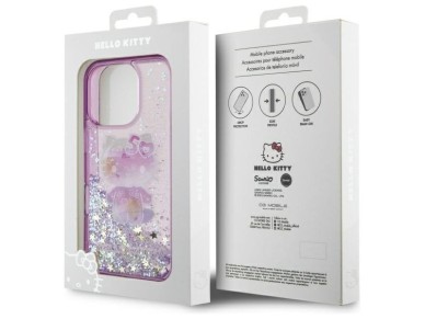 Capa para iPhone 16 Pro Max Hello Kitty Liquid Glitter para a Festa de 50º Aniversário - Roxa Capa para iPhone 16 Pro Max Hello Kitty Liquid Glitter para a Festa de 50º Aniversário - Roxa