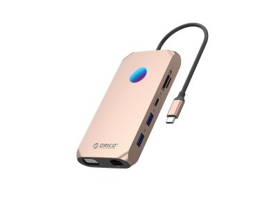 Estaci�n de acoplamiento Orico XCR 12 en 1 RGB USB-C: 2 puertos USB-A 3.1, 1 puerto USB-A 2.0, 1 pue