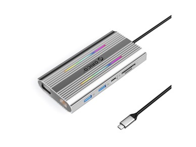 Estaci�n de acoplamiento Orico XCR 12 en 1 RGB USB-C con 3 puertos USB-A, USB-C PD, HDMI 100 W, VGA 