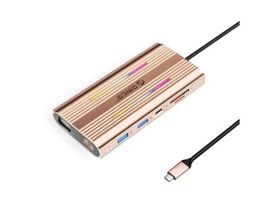 Estaci�n de acoplamiento Orico XDR 12 en 1 RGB USB-C con 3 puertos USB-A, USB-C PD, HDMI de 100 W, V