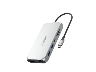 Estaci�n de acoplamiento USB-C Orico XCR 12 en 1: 2 puertos USB-A 3.1, 1 puerto USB-A 2.0, 1 puerto 