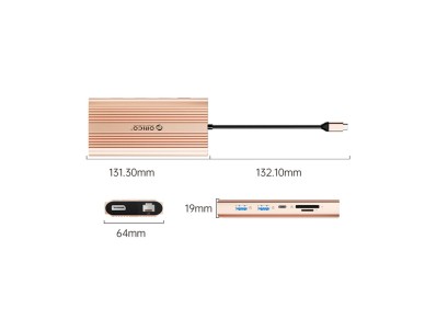 Estaci�n de acoplamiento Orico XDR 12 en 1 USB-C USB-A USB-C 2x HDMI 4K 60Hz DisplayPort 4K 60Hz RJ4