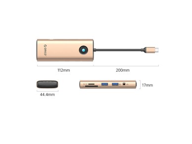 Estaci�n de acoplamiento Orico PW11 8 en 1 USB-C: 2 puertos USB-A 3.0, 1 puerto USB-C PD de 100 W, 1