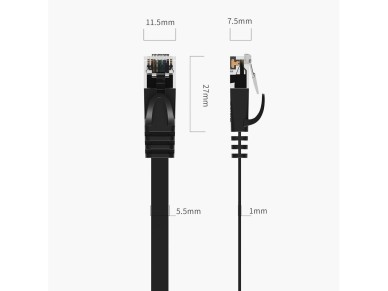 Orico PUG-C6B CAT6 1000Mbps RJ45 Ethernet Network Cable Internet LAN Flat 0.5m - Black