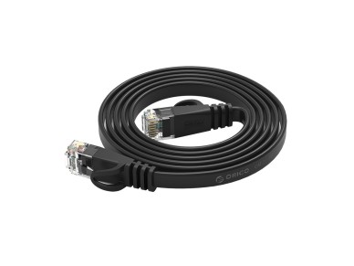 Orico PUG-C6B CAT6 1000Mbps RJ45 Ethernet Network Cable, Flat LAN, 2m, Black