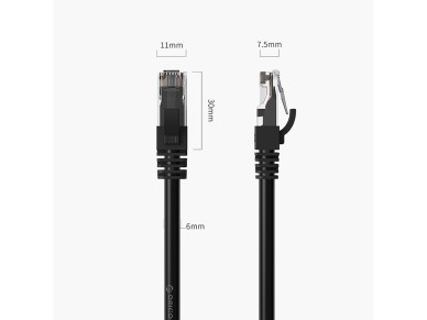 Orico PUG-C6 CAT6 1000Mbps RJ45 Ethernet Network Cable LAN Round 30m - Black