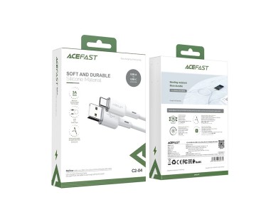 Acefast USB cable - USB Type C 1.2m, 3A white (C2-04 white) Acefast USB cable - USB Type C 1.2m, 3A white (C2-04 white)