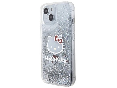 Hello Kitty Liquid Glitter Charms Kitty Head case for iPhone 15 - silver Hello Kitty Liquid Glitter Charms Kitty Head case for iPhone 15 - silver