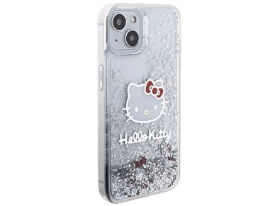 Hello Kitty Liquid Glitter Charms Kitty Head case for iPhone 15 - silver Hello Kitty Liquid Glitter Charms Kitty Head case for iPhone 15 - silver