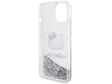 Hello Kitty Liquid Glitter Charms Kitty Head case for iPhone 15 - silver Hello Kitty Liquid Glitter Charms Kitty Head case for iPhone 15 - silver