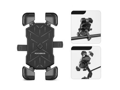 Rockbros HW-117 Handlebar Clamp Phone Holder - Black and Gray Rockbros HW-117 Handlebar Clamp Phone Holder - Black and Gray