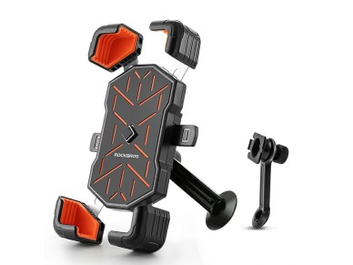 Rockbros HW-117 Handlebar Clamp Phone Holder - Black and Orange Rockbros HW-117 Handlebar Clamp Phone Holder - Black and Orange